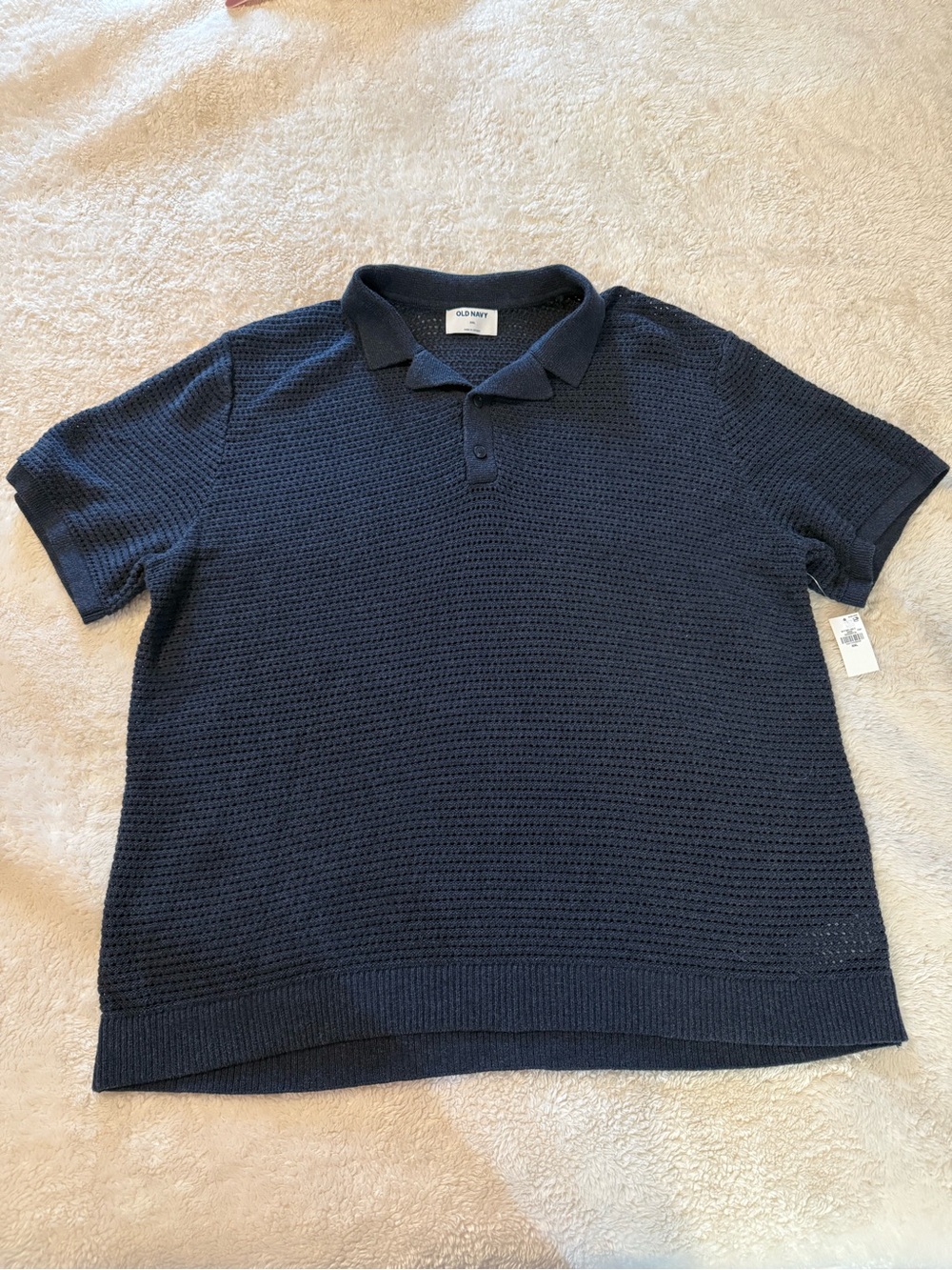 Old Navy Men's Dark Navy Textured Knit Polo